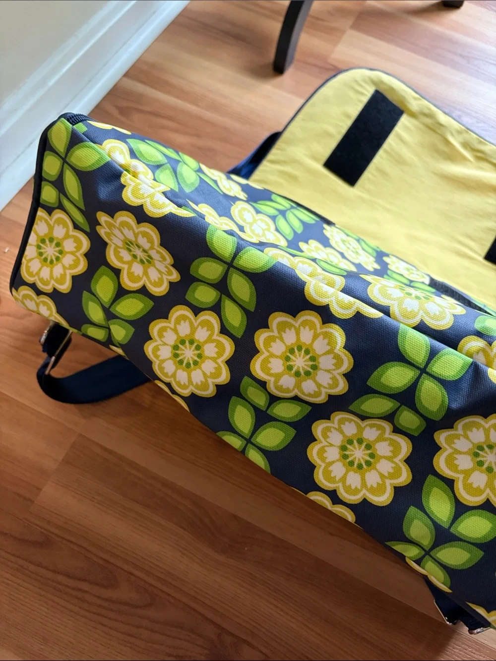 Petunia Pickle Bottom Boxy Convertible Diaper Bag Floral Navy Yellow